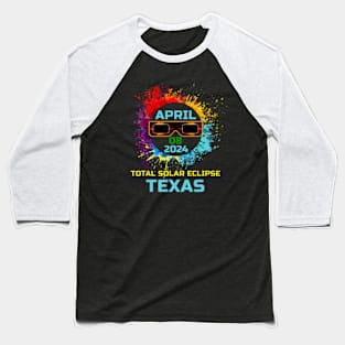 Total Solar Eclipse Texas 2024 Colorful Eclipse 04 08 24 Baseball T-Shirt